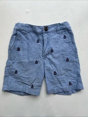 Gymboree Light Blue Embroidered Sailboat Flat Front Shorts